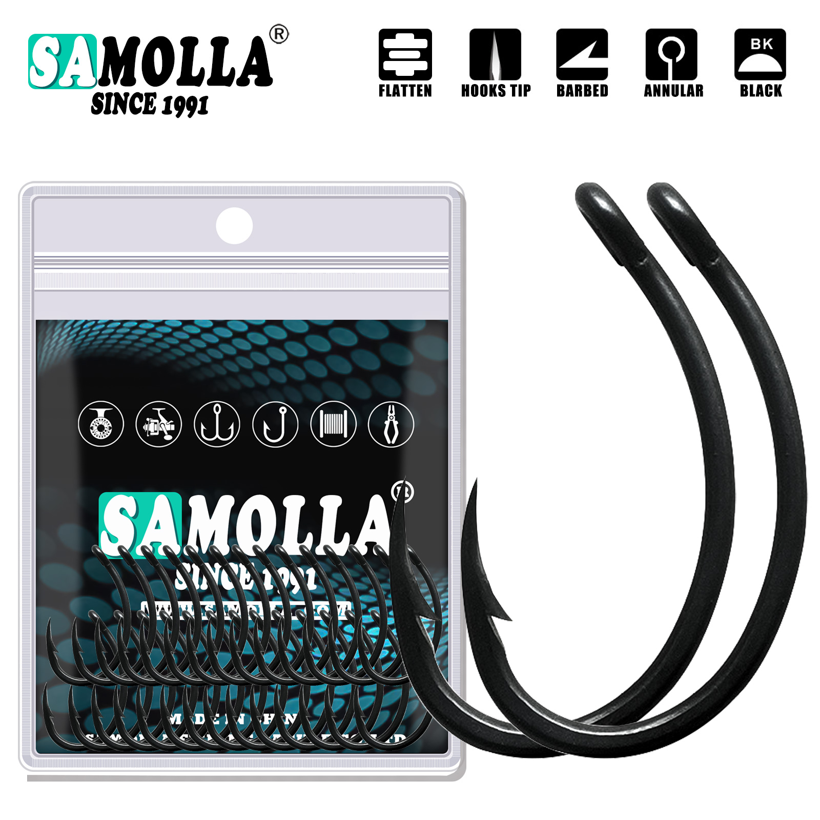 Fishing Hook Circle - 50pcs Carp Fishing Hooks PTFE Coating